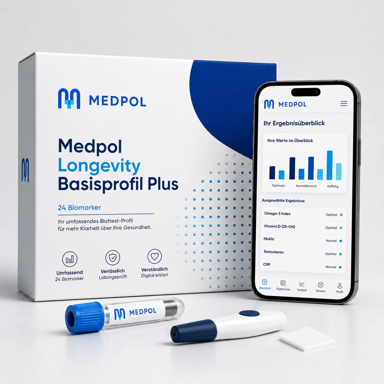 Medpol Bluttests für Biomarker, Longevity, Nährstoffe und Hormone